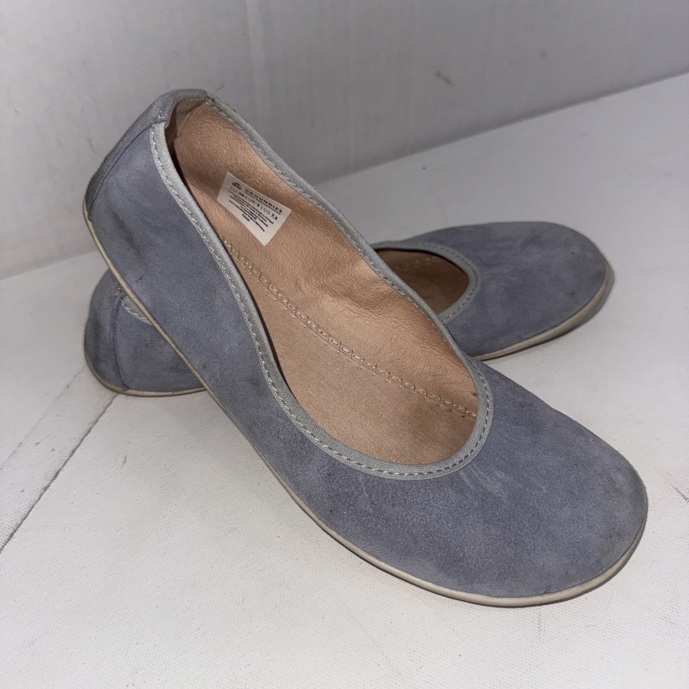 Groundies Ballet Flats Women 7.5 US 38 EU Blue Leather Barefoot Minimal Shoes
